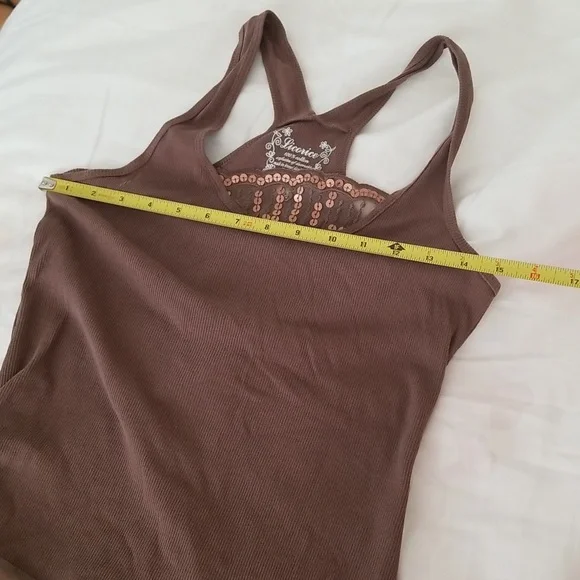 Licorice brown sequin tank top (M) - Picture 6 of 6